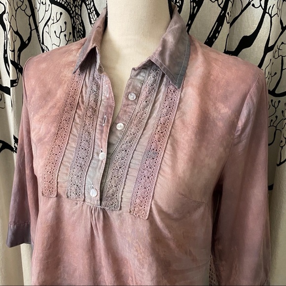 Upcycled Tie Dye Roll Tab Sleeve Tunic - Picture 2 of 8